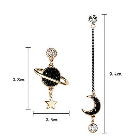 Blue Earth and Moon Planet Earring - Picture 4 of 4